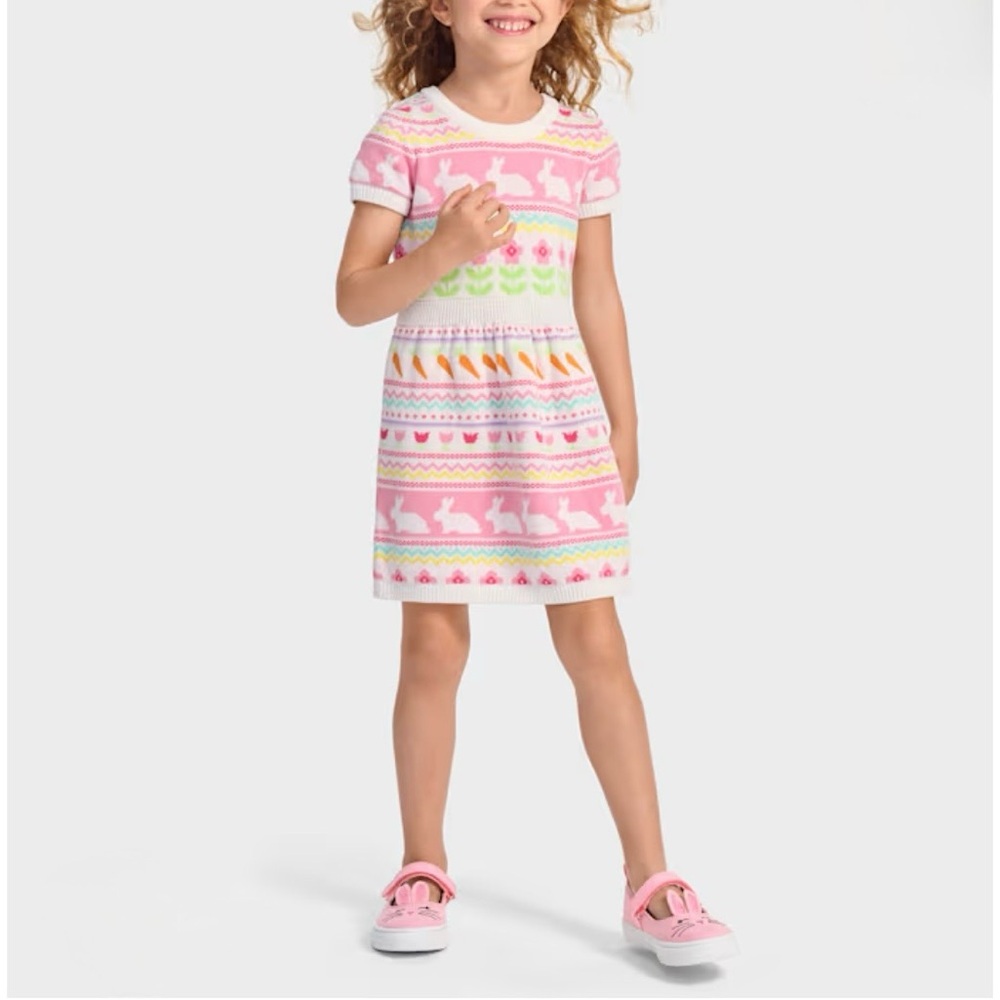 Gymboree Girls Bunny Fairisle Sweater Dress Garden Party Multicolor Size 8 NWOT